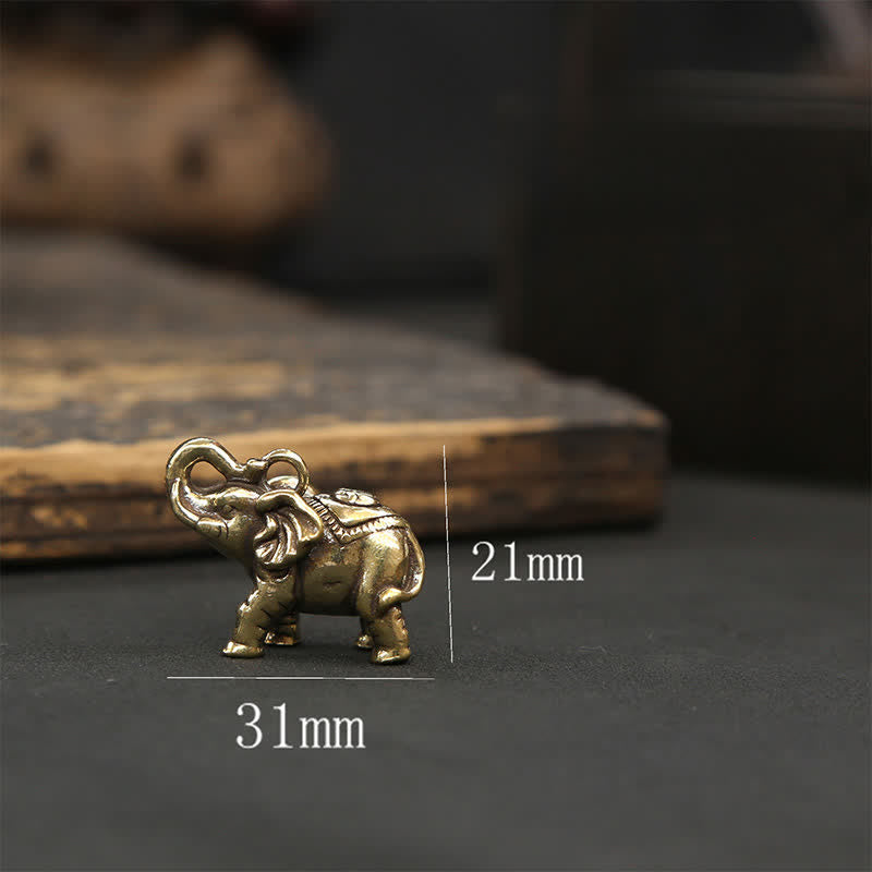 Nimara Ritual Brass Elephant Five Emperor Coins Gourd Pi Xiu Wisdom Keychains