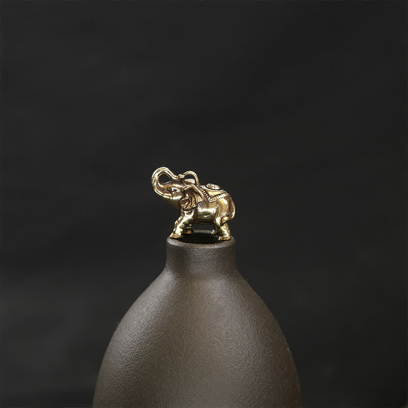 Nimara Ritual Brass Elephant Five Emperor Coins Gourd Pi Xiu Wisdom Keychains