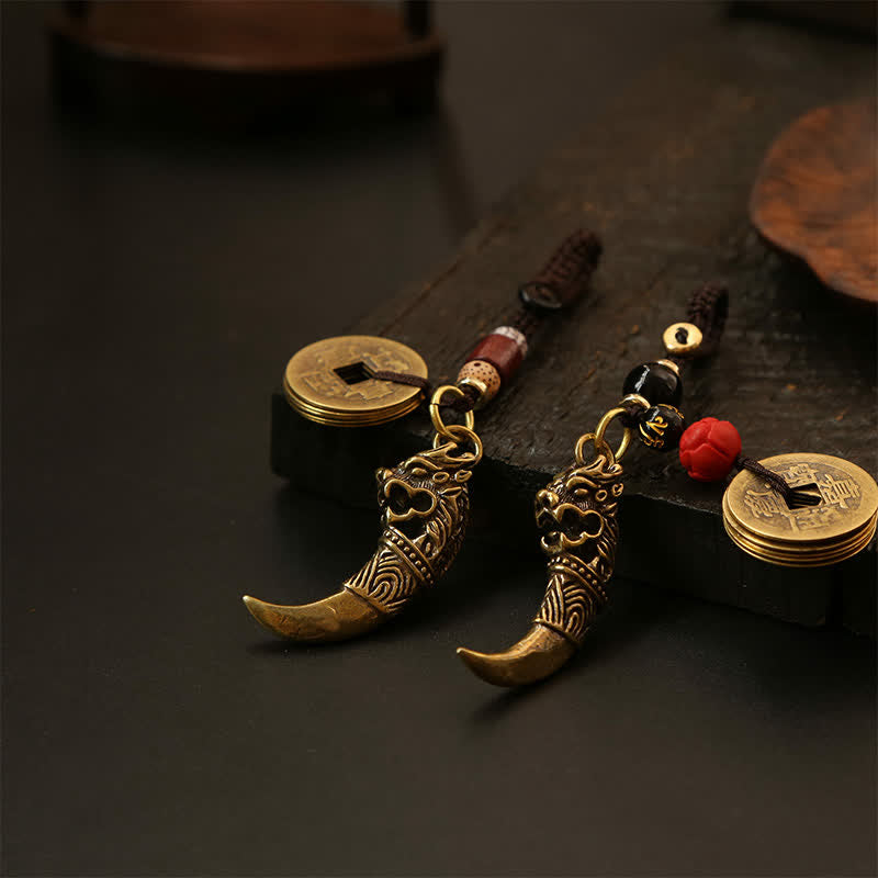 Nimara Ritual Copper Pi Xiu Braided Five Emperor Coins Gourd Wealth Keychains
