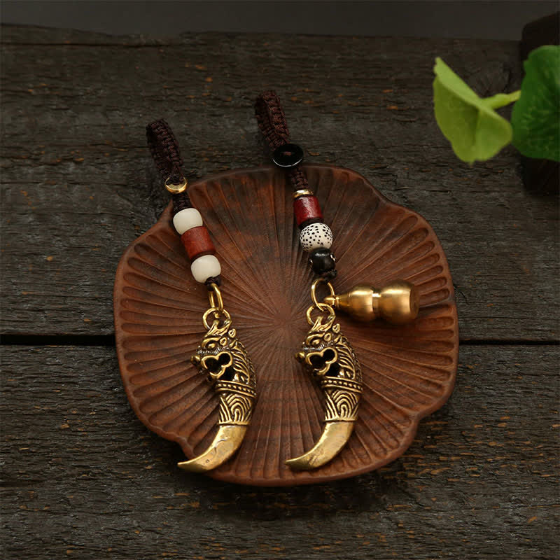 Nimara Ritual Copper Pi Xiu Braided Five Emperor Coins Gourd Wealth Keychains