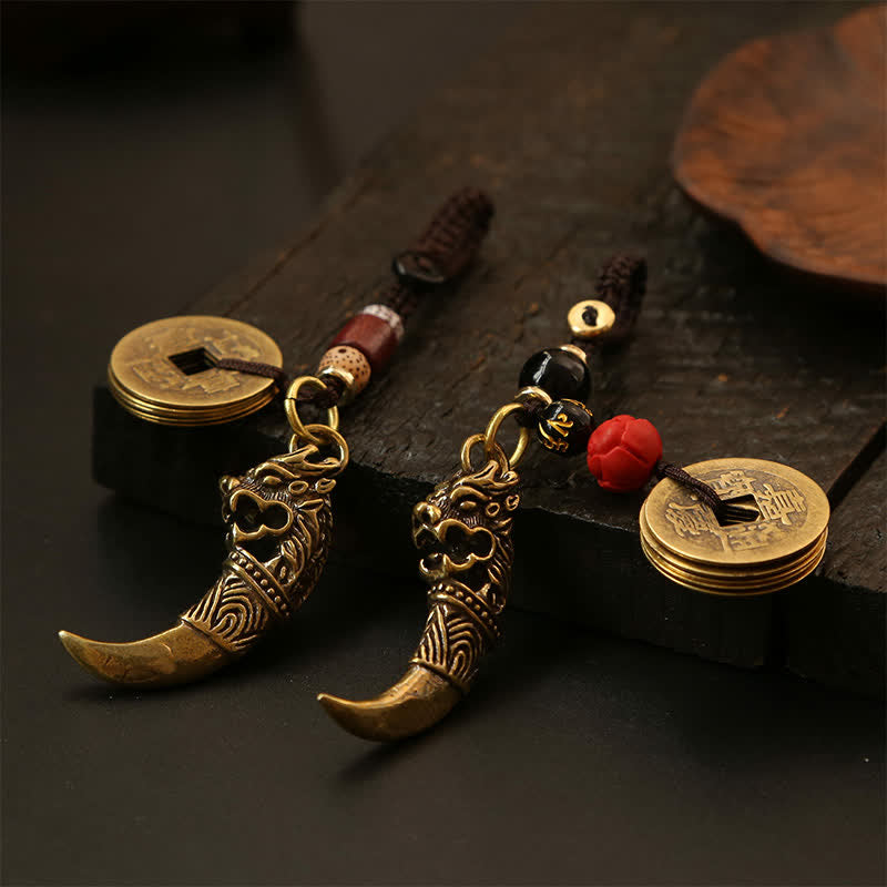 Nimara Ritual Copper Pi Xiu Braided Five Emperor Coins Gourd Wealth Keychains