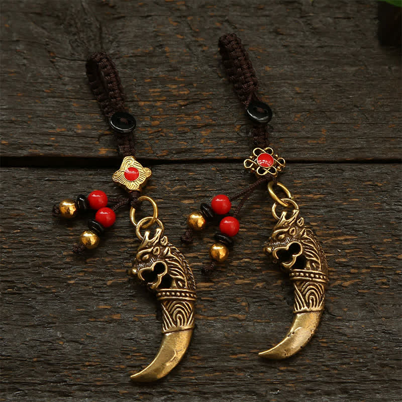 Nimara Ritual Copper Pi Xiu Braided Five Emperor Coins Gourd Wealth Keychains