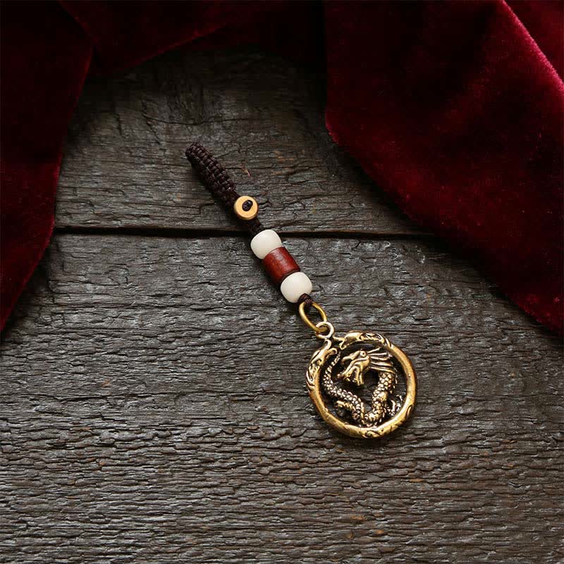 Nimara Ritual Copper Dragon Wealth Braided Round Keychains