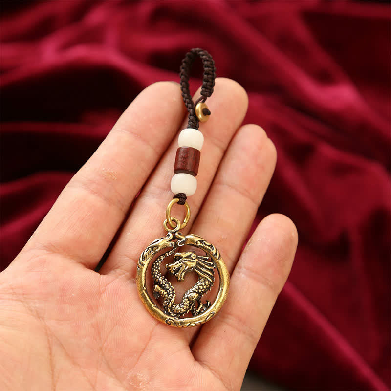 Nimara Ritual Copper Dragon Wealth Braided Round Keychains