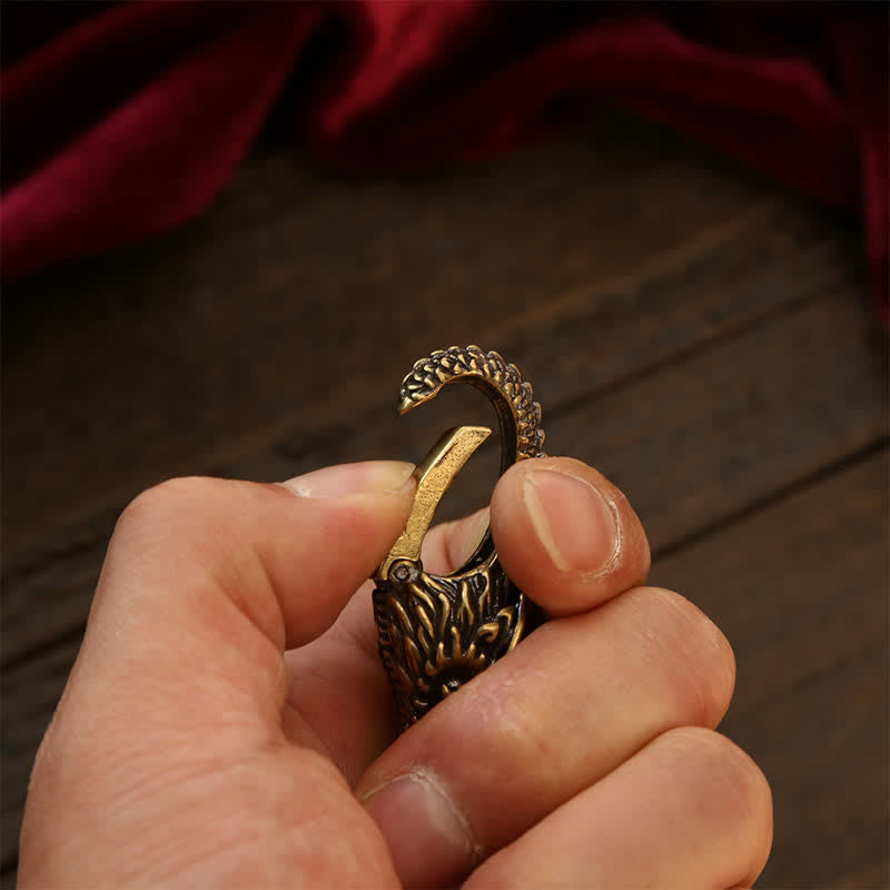 Nimara Ritual Brass Dragon Strength Lock Keychains