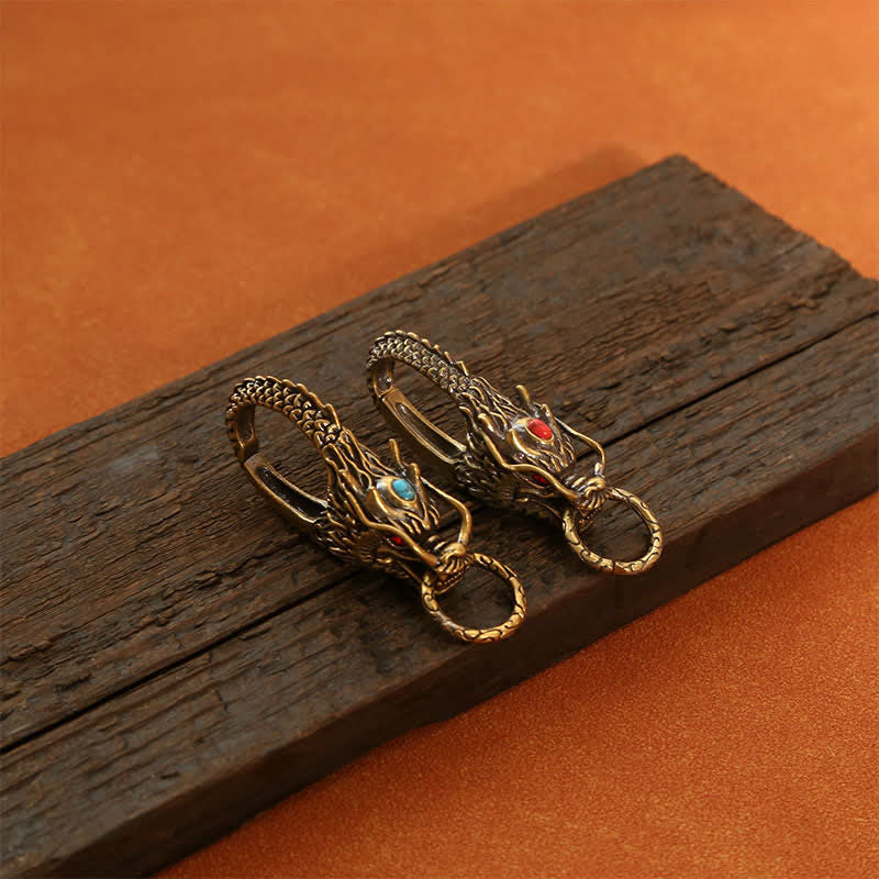 Nimara Ritual Brass Dragon Strength Lock Keychains