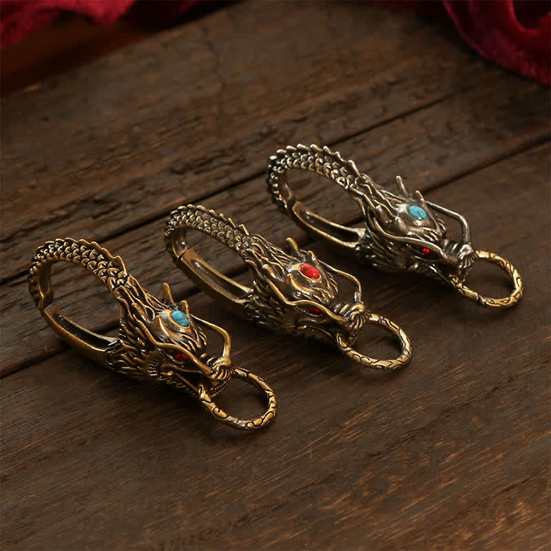 Nimara Ritual Brass Dragon Strength Lock Keychains