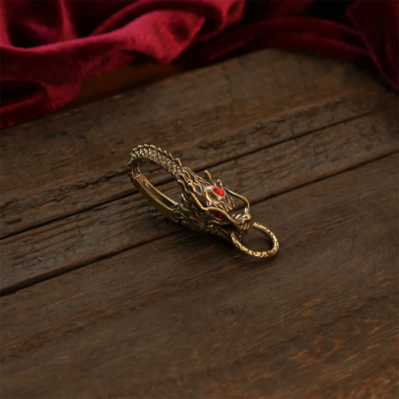 Nimara Ritual Brass Dragon Strength Lock Keychains