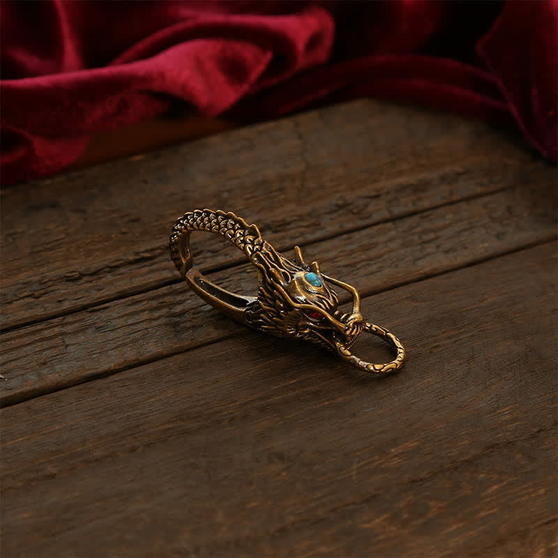 Nimara Ritual Brass Dragon Strength Lock Keychains