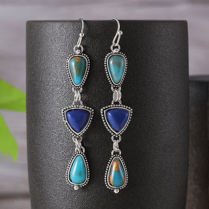 Nimara Ritual Turquoise Geometric Bohemian Protection Drop Earrings