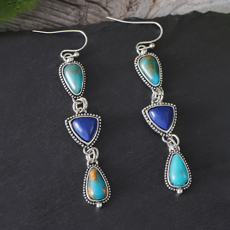 Nimara Ritual Turquoise Geometric Bohemian Protection Drop Earrings