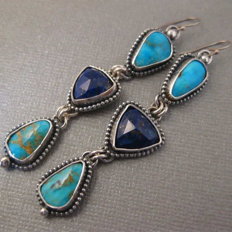Nimara Ritual Turquoise Geometric Bohemian Protection Drop Earrings