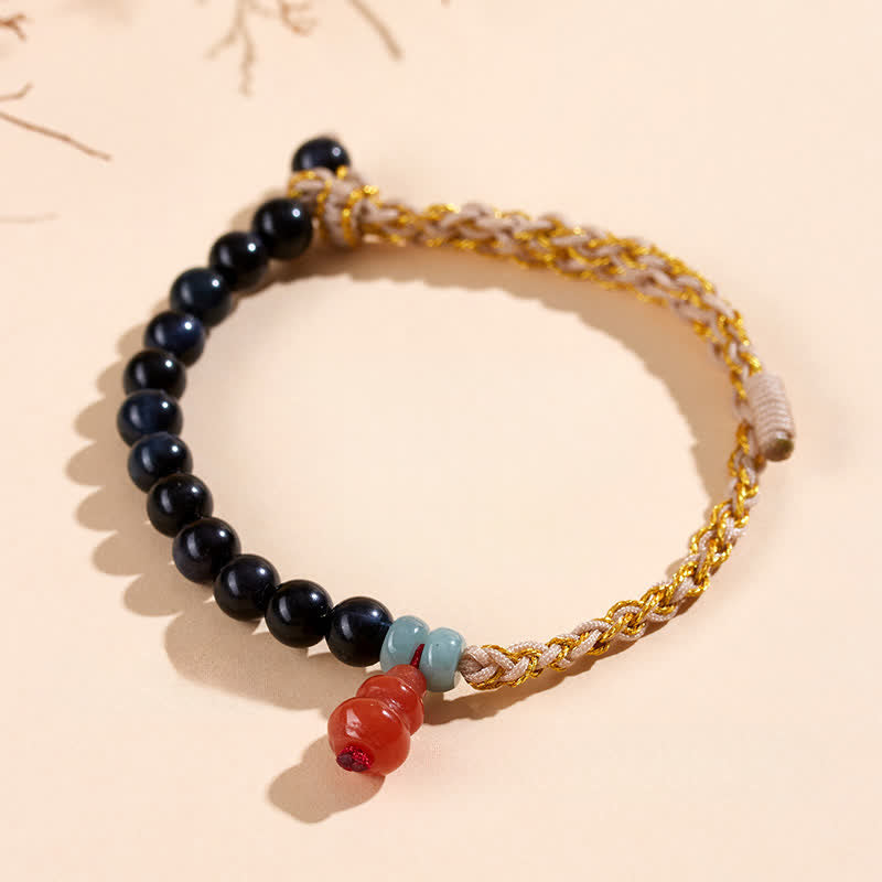 Nimara Ritual Blue Tiger Eye Hand-Woven Gourd Strength Bracelet