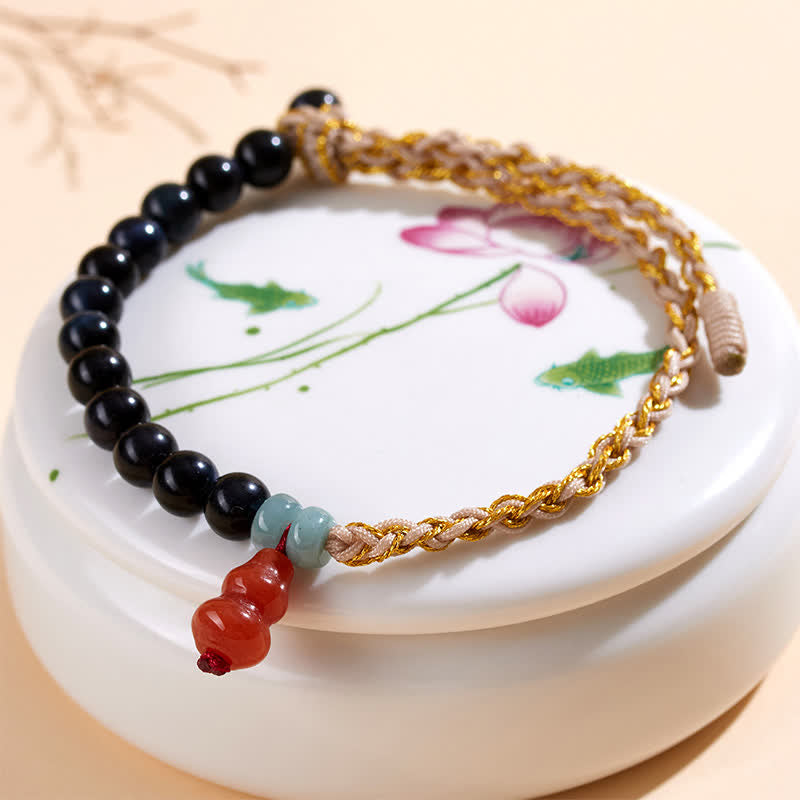 Nimara Ritual Blue Tiger Eye Hand-Woven Gourd Strength Bracelet