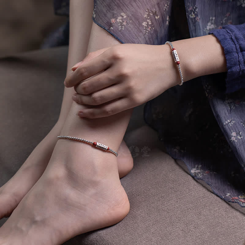 Nimara Ritual Cinnabar Om Mani Padme Hum Wisdom Anklet Bracelet