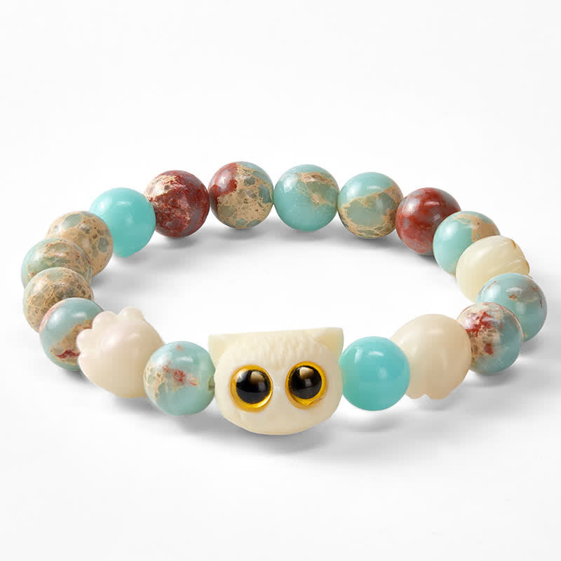 Nimara Ritual Shoushan Stone Hand-Carved Cat Purity Relief Bead Bracelet