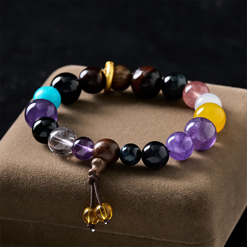 Nimara Ritual 18 Beads Amethyst Tiger's Eye Tibetan Balance Bracelet