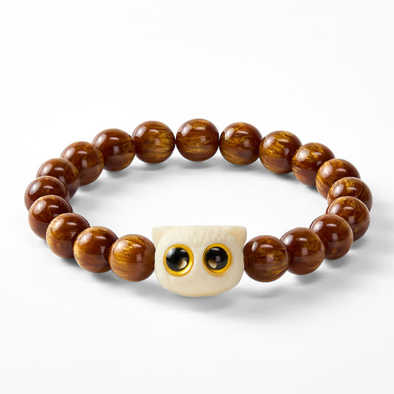Nimara Ritual Yellow Resin Beads Ivory Fruit Cat Wisdom Bracelet