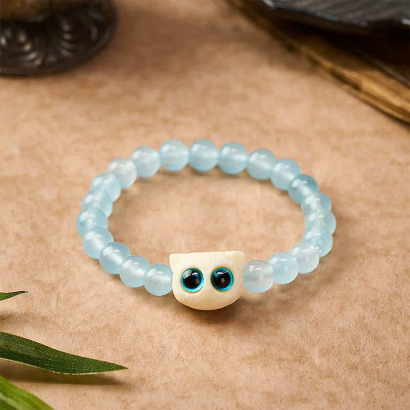 Nimara Ritual Blue Chalcedony Ivory Fruit Cat Power Bracelet