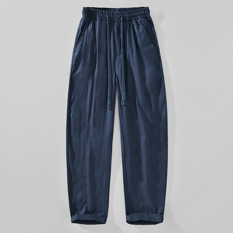 Nimara Ritual Spring Summer Casual Minimalist Drawstring Solid Ankle Pants Men's Tapered Pants With Pockets