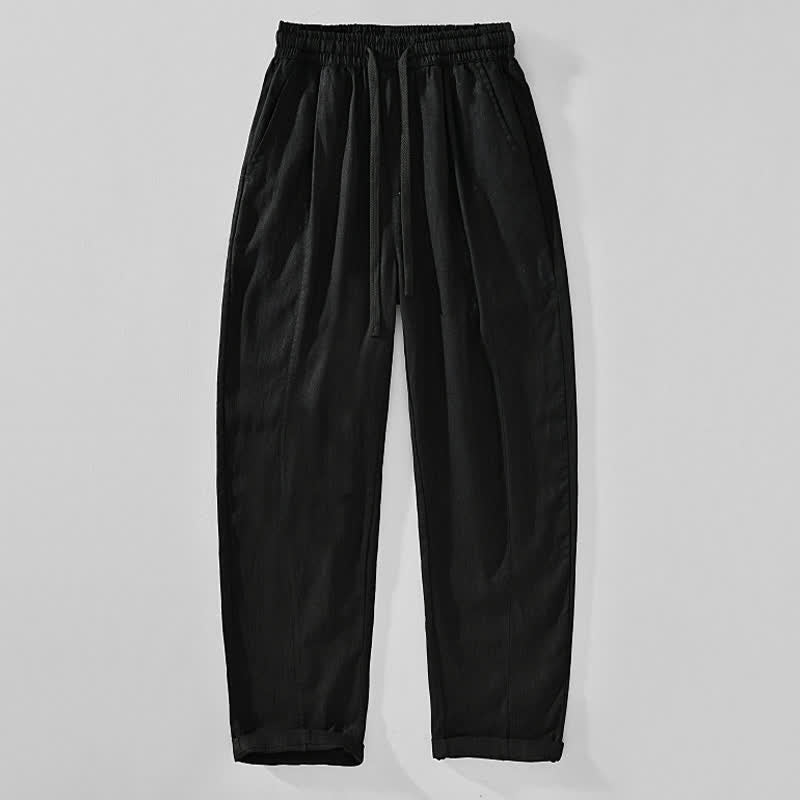 Nimara Ritual Spring Summer Casual Minimalist Drawstring Solid Ankle Pants Men's Tapered Pants With Pockets
