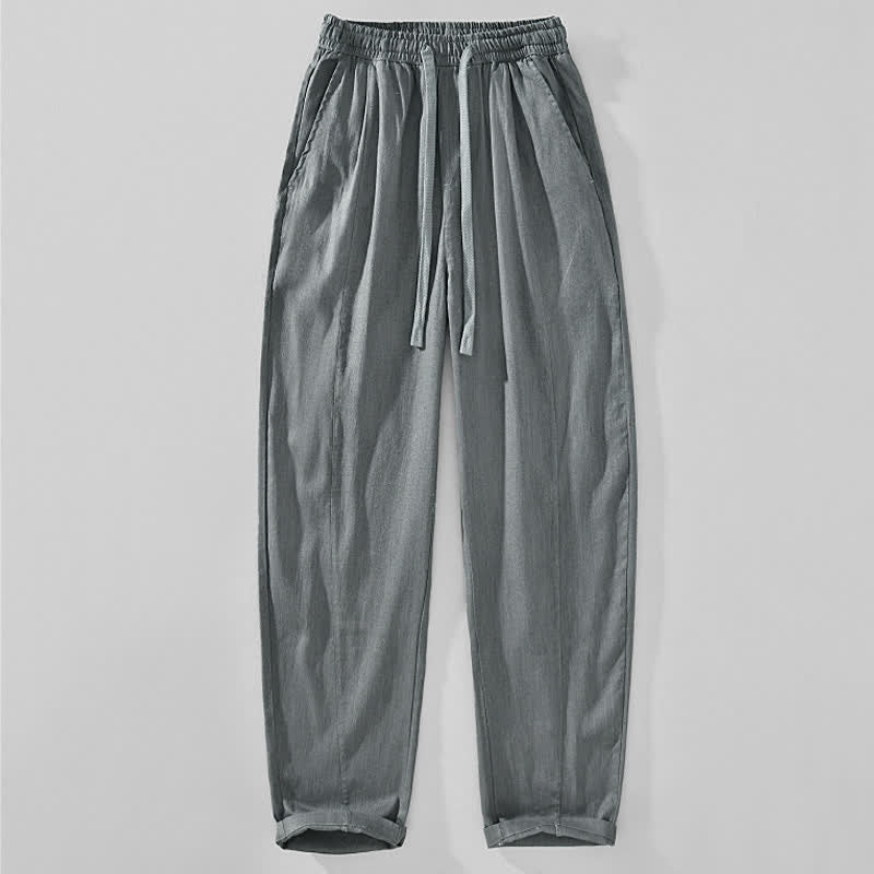 Nimara Ritual Spring Summer Casual Minimalist Drawstring Solid Ankle Pants Men's Tapered Pants With Pockets