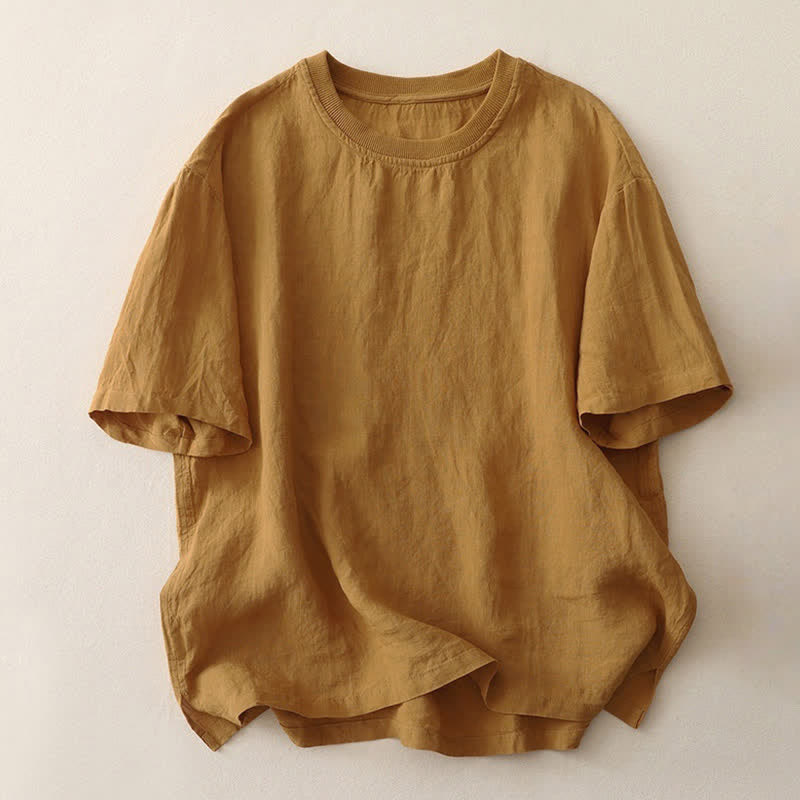 Nimara Ritual Plain Threaded Crew Neck Design Women's Polyester Short Sleeves Shirt