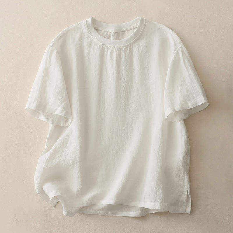 Nimara Ritual Plain Threaded Crew Neck Design Women's Polyester Short Sleeves Shirt