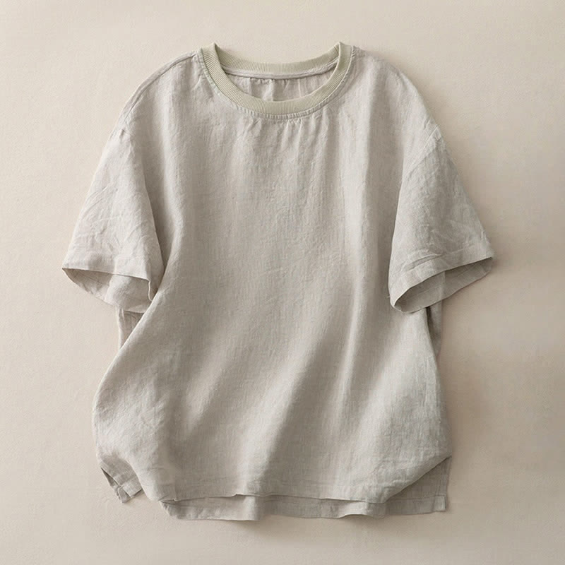 Nimara Ritual Plain Threaded Crew Neck Design Women's Polyester Short Sleeves Shirt