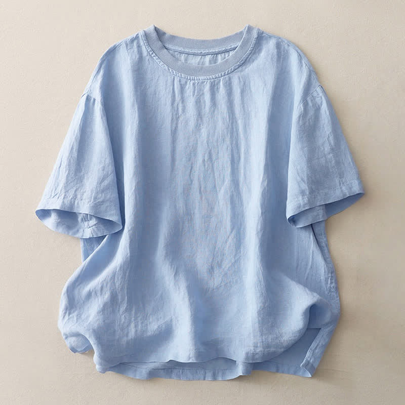 Nimara Ritual Plain Threaded Crew Neck Design Women's Polyester Short Sleeves Shirt