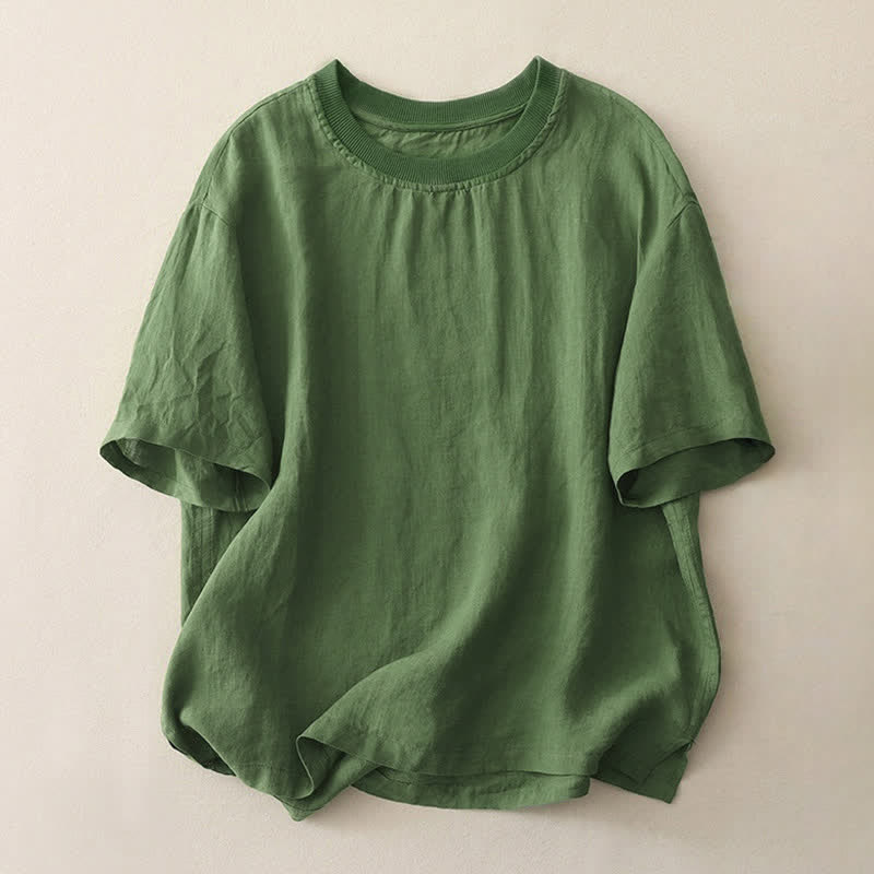 Nimara Ritual Plain Threaded Crew Neck Design Women's Polyester Short Sleeves Shirt