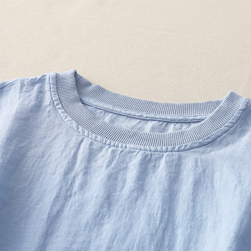 Nimara Ritual Plain Threaded Crew Neck Design Women's Polyester Short Sleeves Shirt