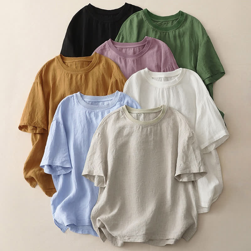 Nimara Ritual Plain Threaded Crew Neck Design Women's Polyester Short Sleeves Shirt