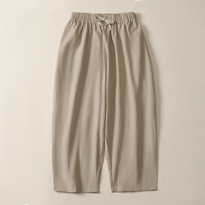 Nimara Ritual Summer Casual Drawstring Solid Cropped Pants Men's Harem Pants With Pockets
