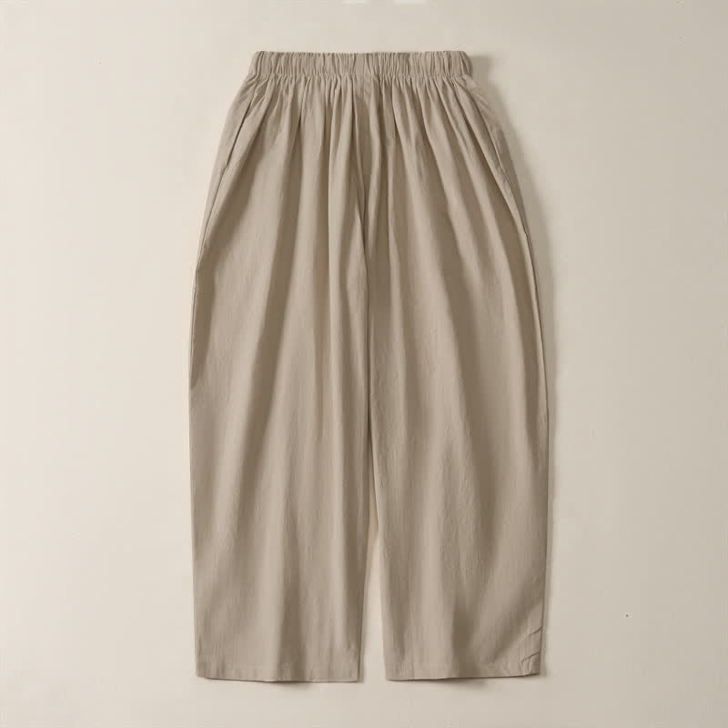 Nimara Ritual Summer Casual Drawstring Solid Cropped Pants Men's Harem Pants With Pockets