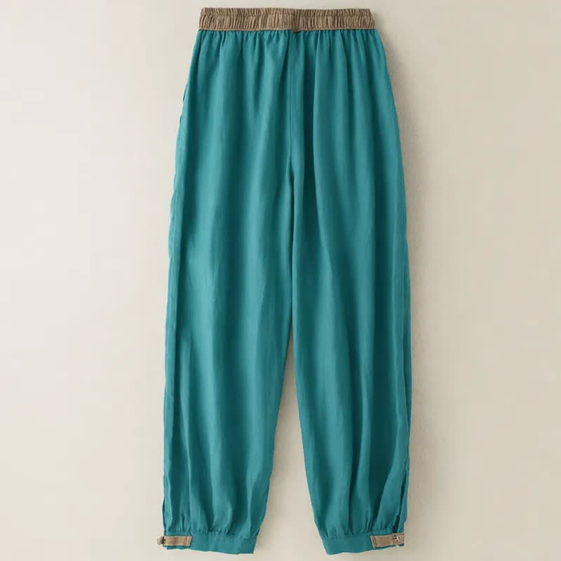 Nimara Ritual Plain Cotton Drawstring Women's Harem Pants With Pockets