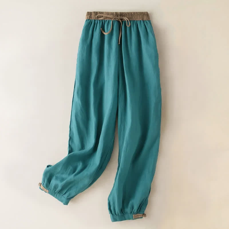 Nimara Ritual Plain Cotton Drawstring Women's Harem Pants With Pockets