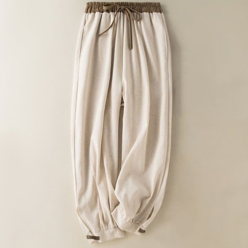 Nimara Ritual Plain Cotton Drawstring Women's Harem Pants With Pockets