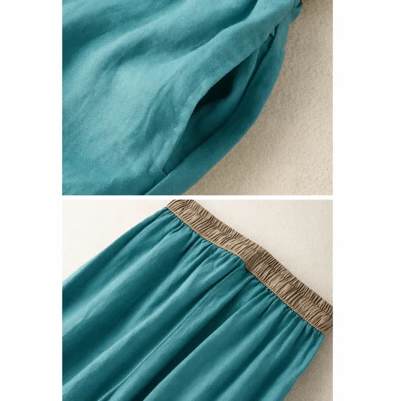 Nimara Ritual Plain Cotton Drawstring Women's Harem Pants With Pockets