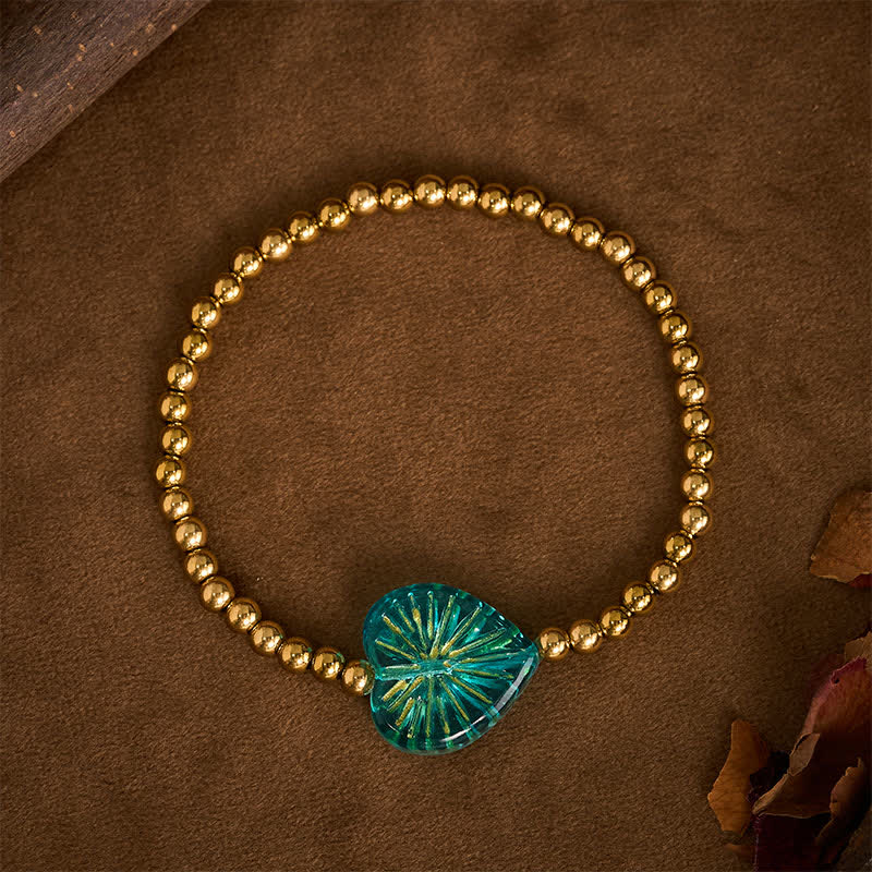 Nimara Ritual Titanium Steel Liuli Heart Beaded Strength Bracelet
