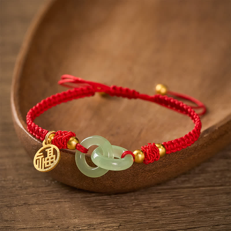 Nimara Ritual Copper Liuli Fu Character Luck Red String Bracelet
