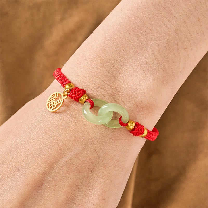 Nimara Ritual Copper Liuli Fu Character Luck Red String Bracelet