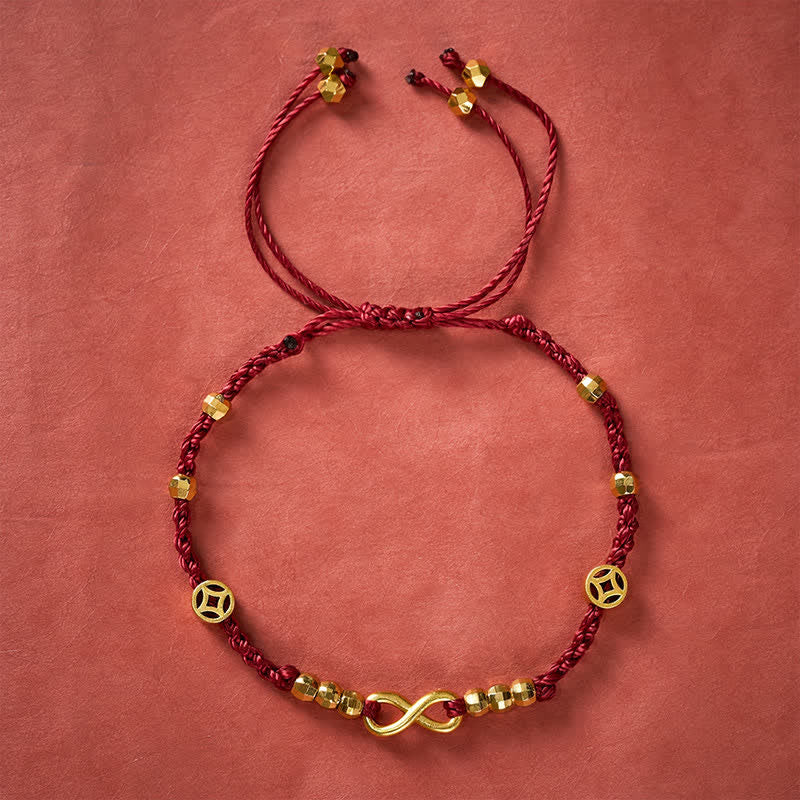 Nimara Ritual Braided Red String Chinese Coin Infinity Symbol Faith Bracelet