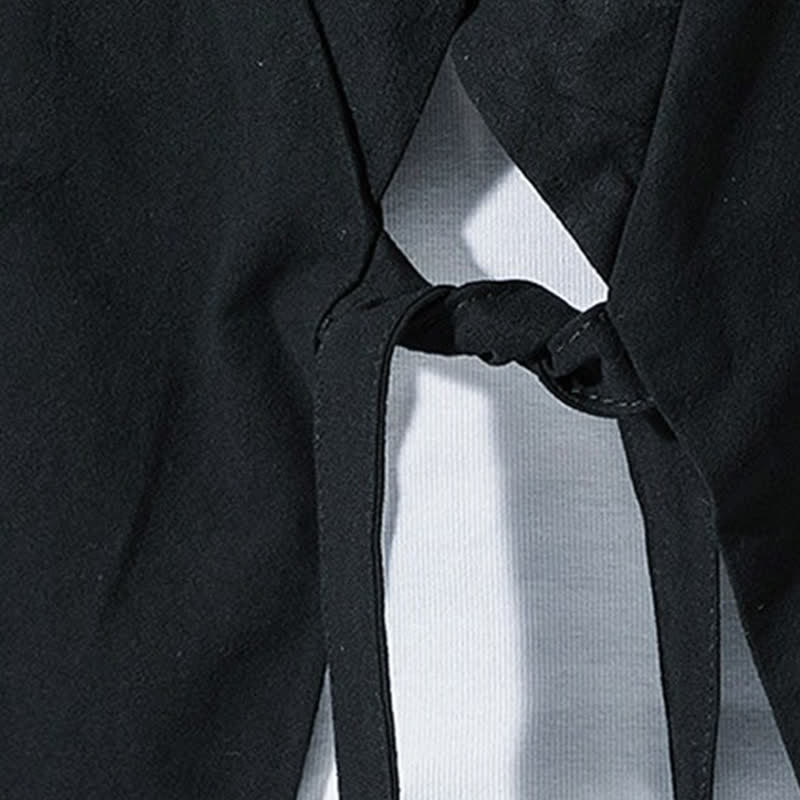 Nimara Ritual Summer Casual Minimalist Drawstring Solid Elbow-Length Sleeve Men's Kimono