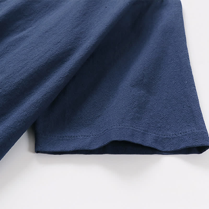 Nimara Ritual Summer Casual Minimalist Short Sleeve Solid Lace-up Open Front Cotton Linen Men's Kimono