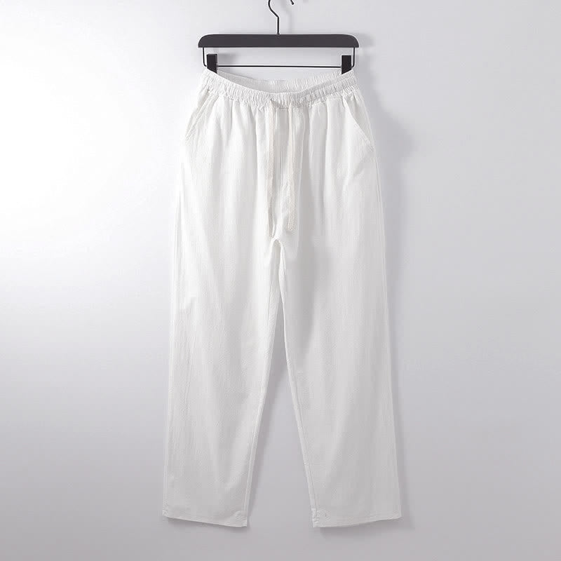 Nimara Ritual Cross-Collars Cotton Linen Tang Suit Hanfu Top Pants Clothing Men's Set