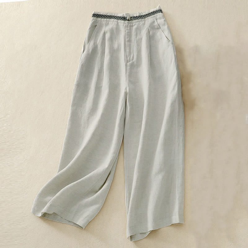 Nimara Ritual Solid Color Front Button Back Elastic Women's Pants With Pockets