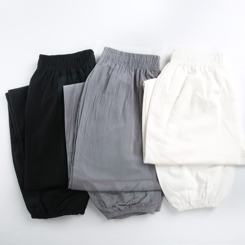 Nimara Ritual Summer Solid Color Unisex Elastic Waist Tai Chi Qigong Practice Pants With Pockets