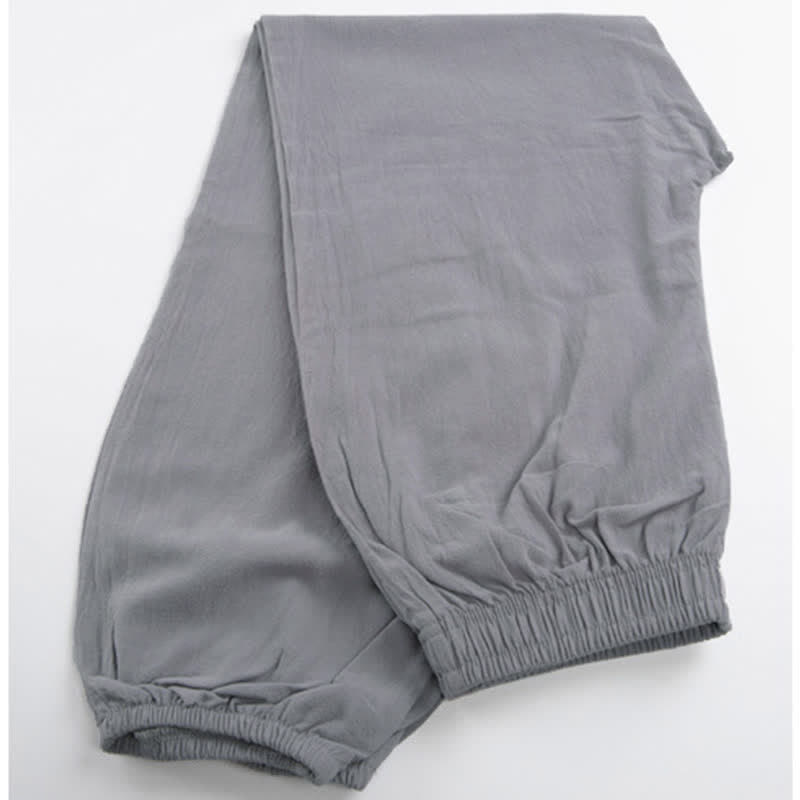 Nimara Ritual Summer Solid Color Unisex Elastic Waist Tai Chi Qigong Practice Pants With Pockets