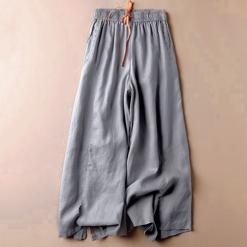 Nimara Ritual Casual Slit Hem Women's 7-8 Length Wide Leg Pants With Pockets